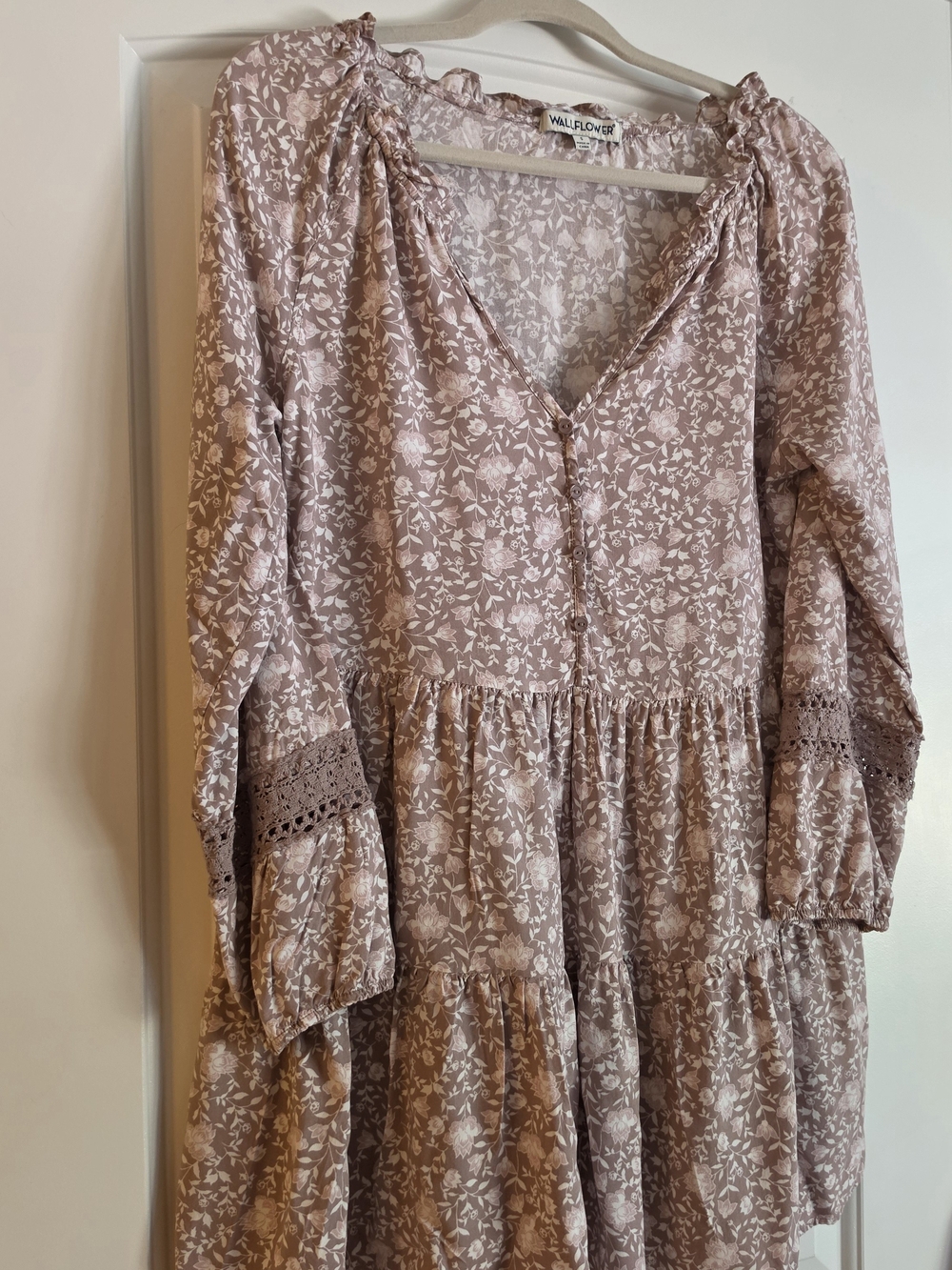 Wallflower Dusty Mauve Floral Tiered Dress